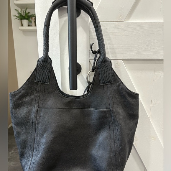 Lucky Brand Black Pebbled Slouchy Leather Hobo Bag with Colorful Charm - Picture 5 of 11